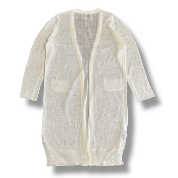 Berti Italian Longline Open Knit Cardigan Small Quiet Luxury Layering Minimalist - Picture 5 of 6